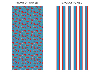 Cherry Beach and Home Towel Blue  X-Long
