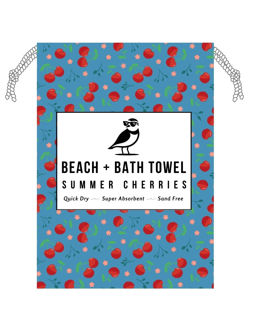 Cherry Beach and Home Towel Blue  X-Long