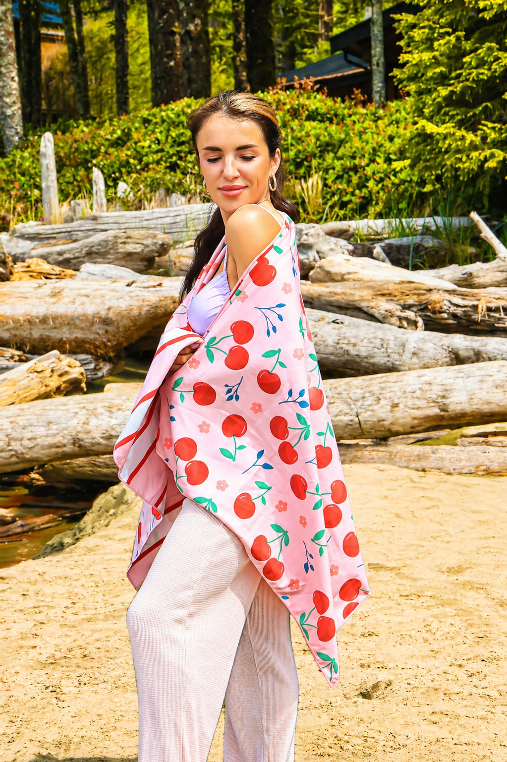 Cherry Beach and Home Towel Pink  X-Long