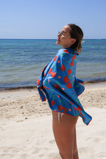 Cherry Beach and Home Towel Blue  X-Long