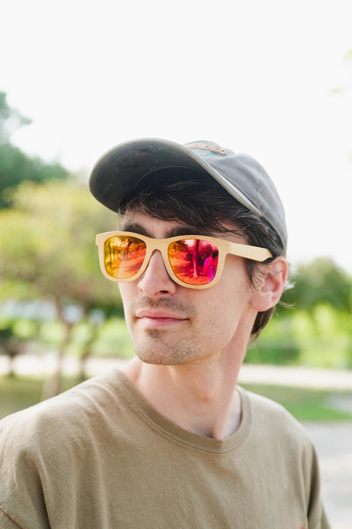 Pink Polarized Bamboo Sunglasses